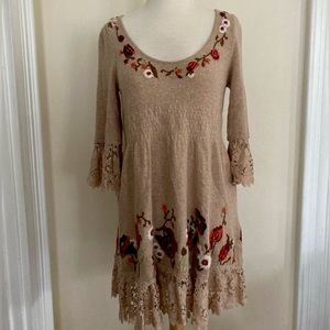 Anthropologie Moth embroidered sweater dress